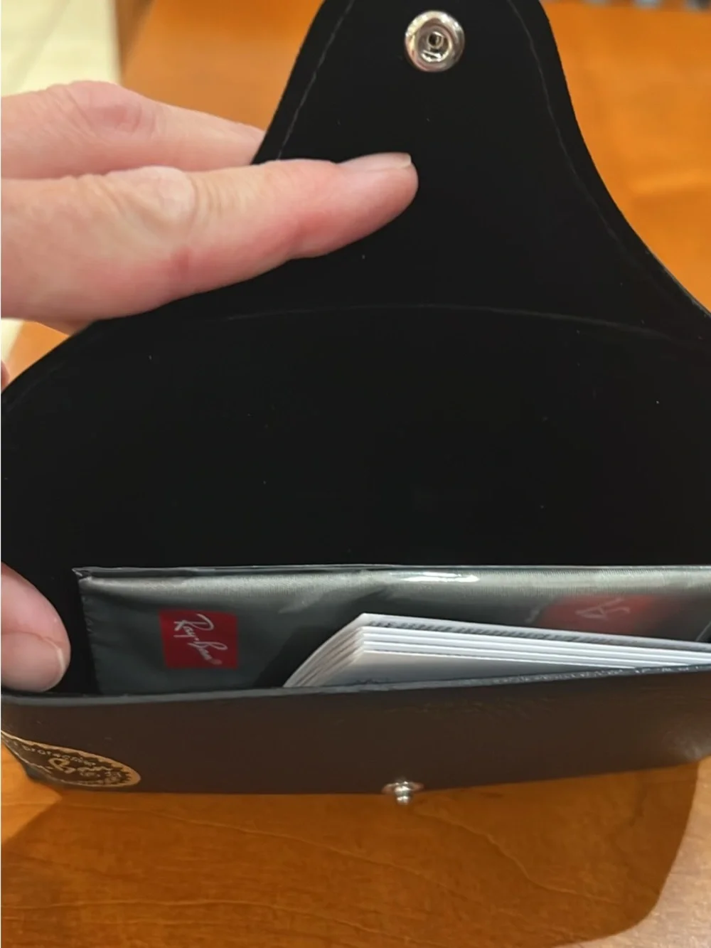 Ray-Ban Black Leatherette Sunglasses Case with Gold Logo Seal